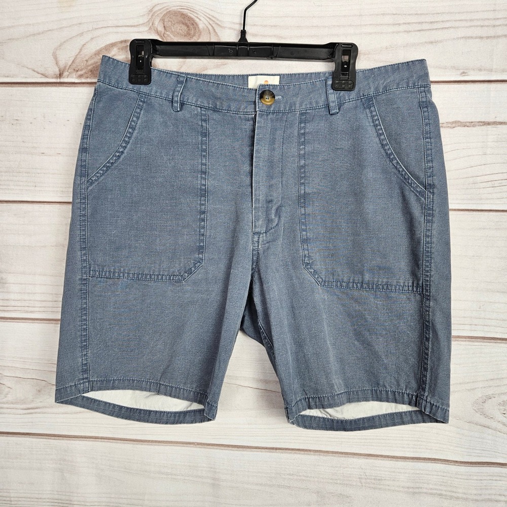 Marine Layer Light Blue Faded Patina Cotton Canvas 7" Chino Shorts Mens Size 32